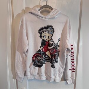 White Betty Boop Hoodie Sweatshirt Medium